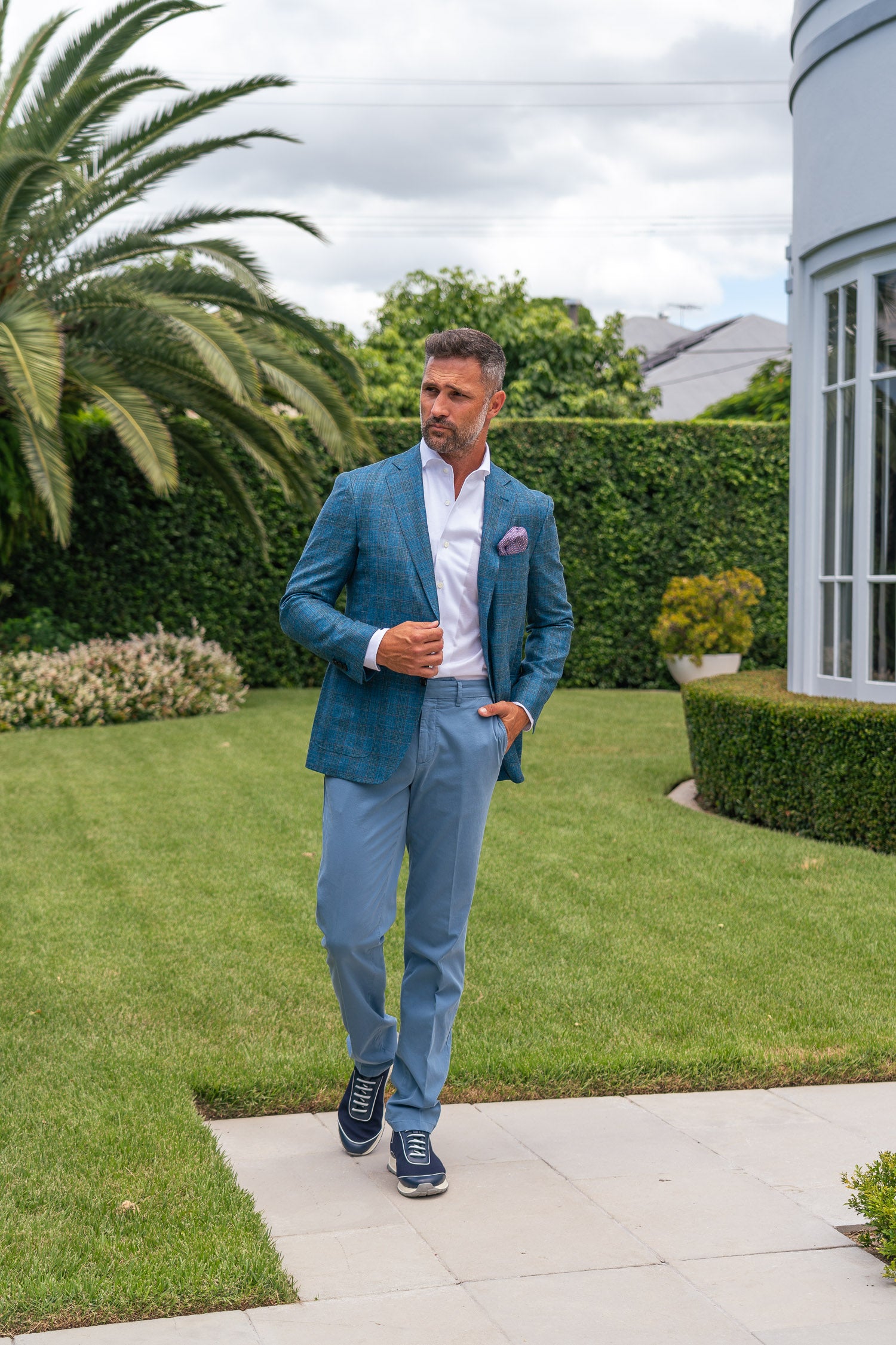 CANALI | Unlined Check Jacket | Teal