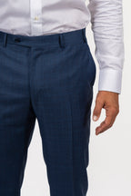CANALI | Subtle Red Check Trousers | Dark Blue