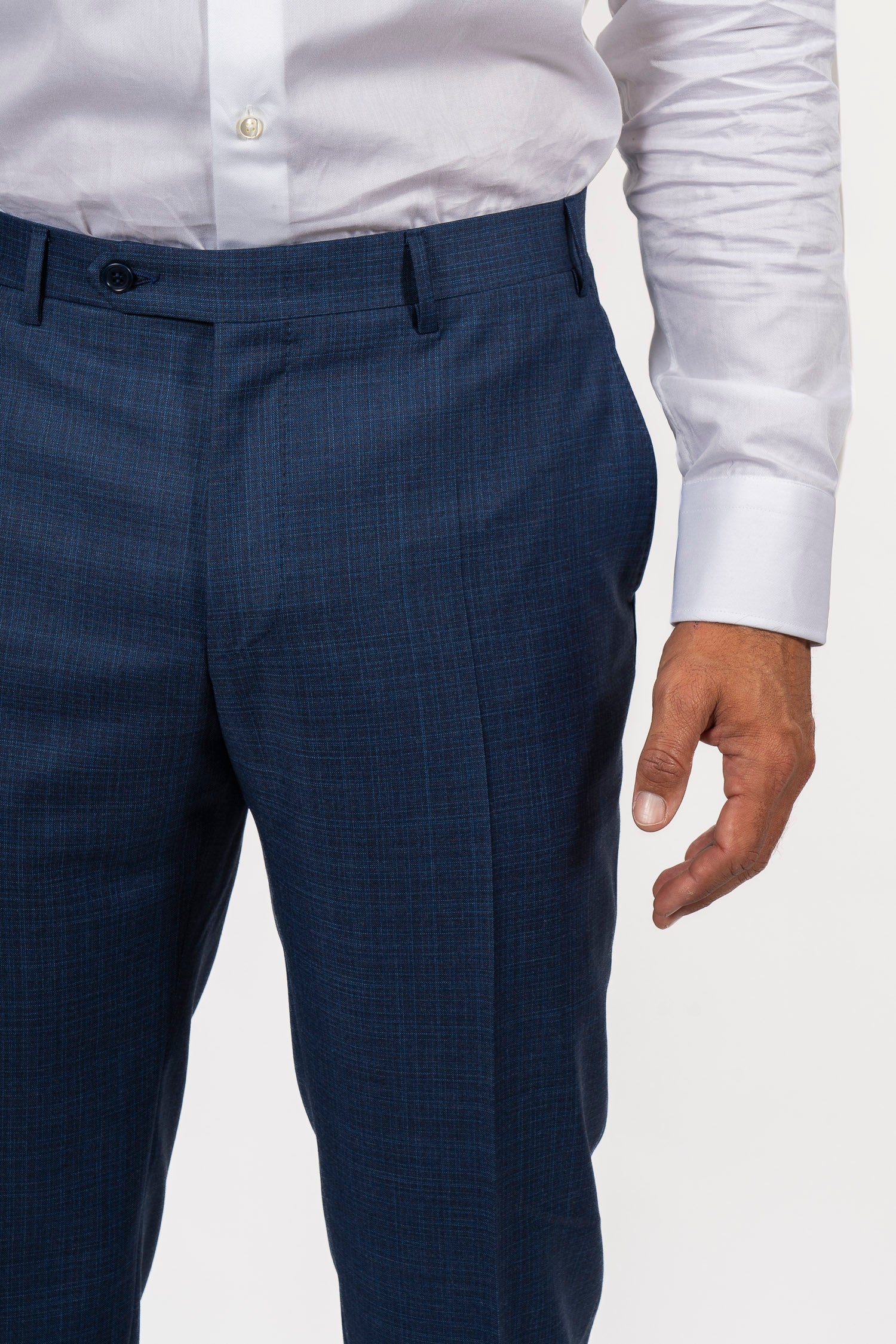 CANALI | Subtle Red Check Trousers | Dark Blue