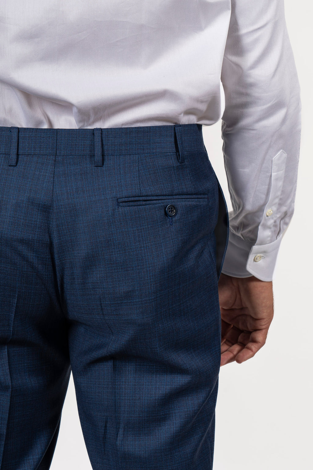 CANALI | Subtle Red Check Trousers | Dark Blue