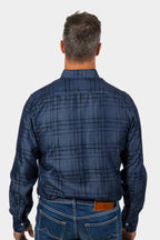 CANALI | Checked Chambray Shirt | Dark Blue