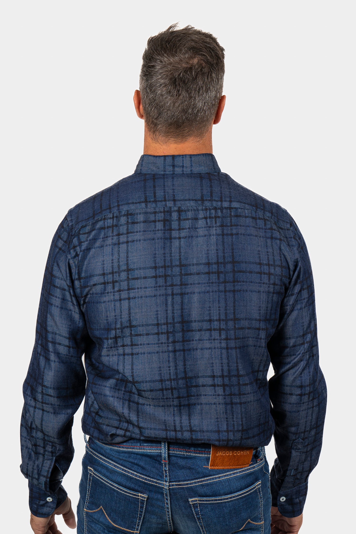 CANALI | Checked Chambray Shirt | Dark Blue
