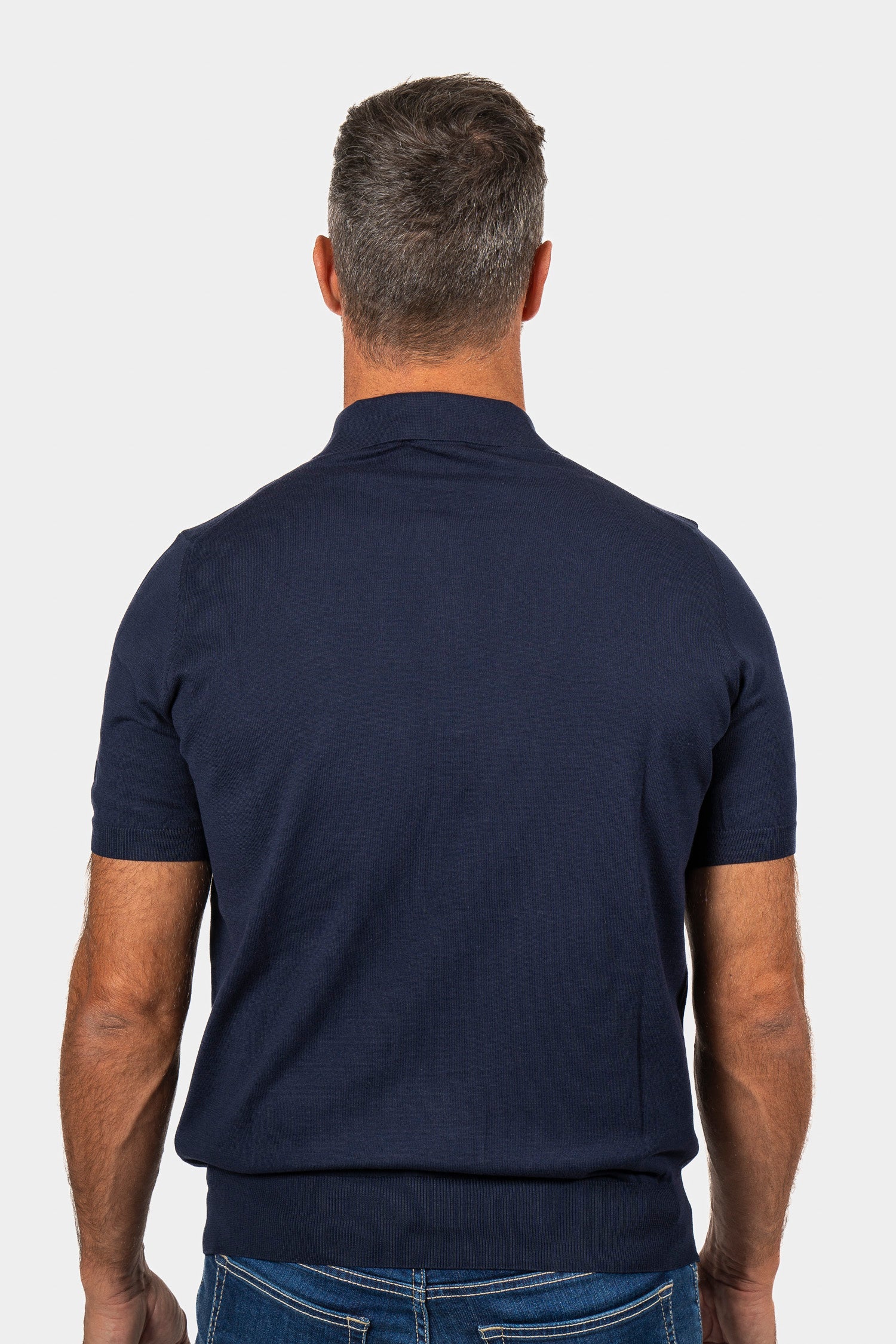 CANALI | Zip-Neck Knitted Polo | Navy