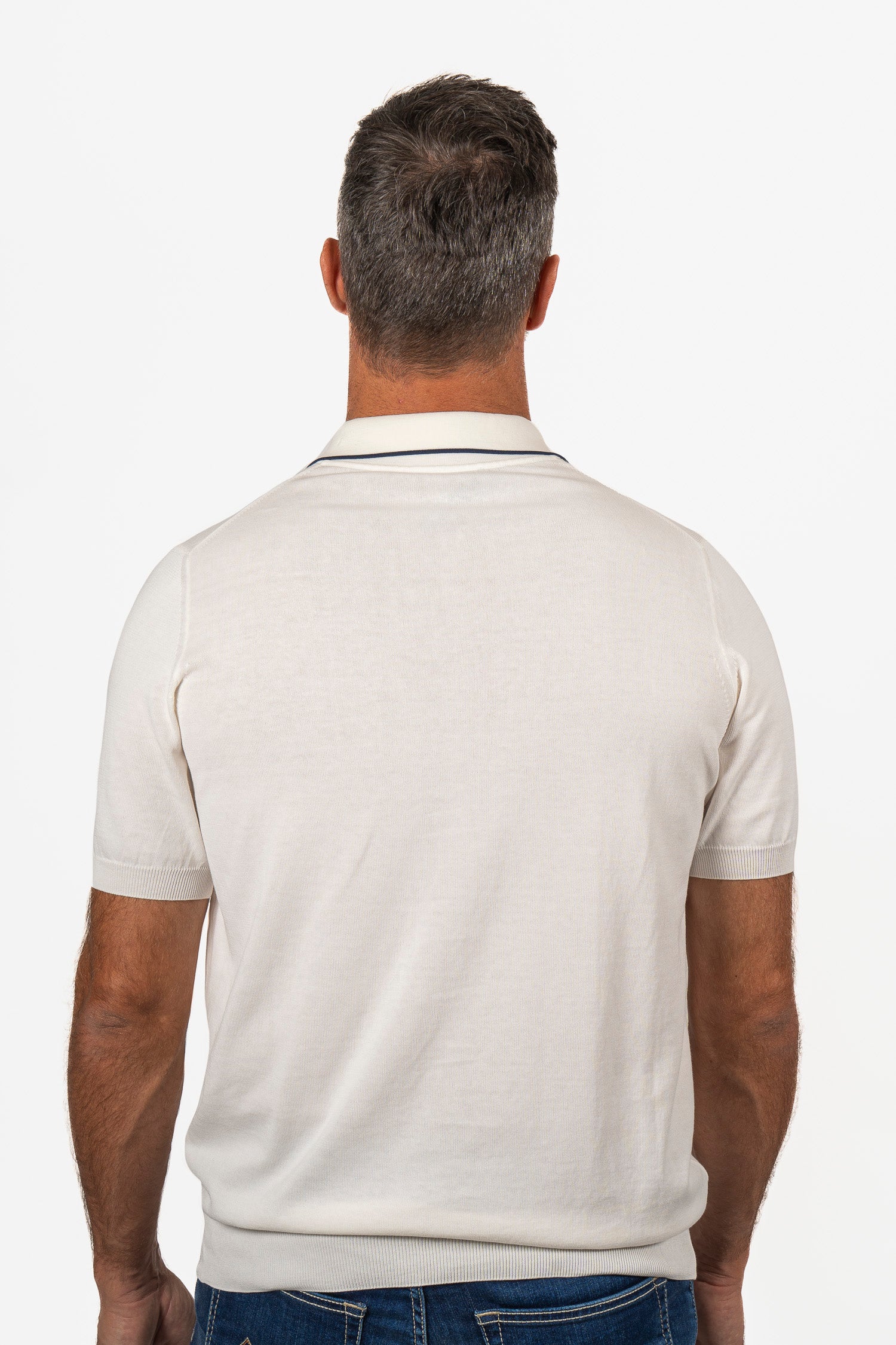 CANALI | V-Neck Knit Polo | Off-White