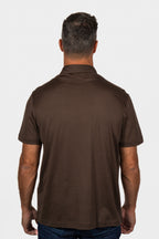 BRIONI | Silk & Cotton Polo | Dark Brown