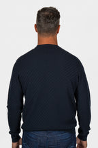 BRIONI | Basket Weave Crew Neck Knit | Navy