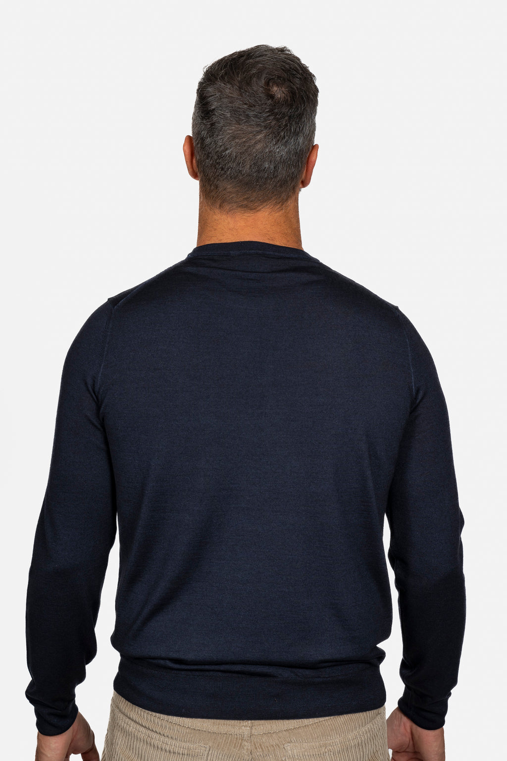 CANALI | Exclusive Wool-Silk Crew Neck Knit | Navy
