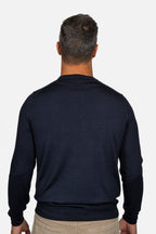 CANALI | Exclusive Wool-Silk Crew Neck Knit | Navy