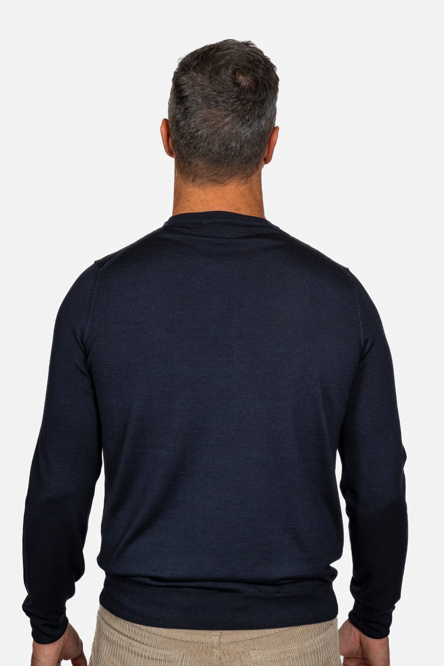 CANALI | Exclusive Wool-Silk Crew Neck Knit | Navy