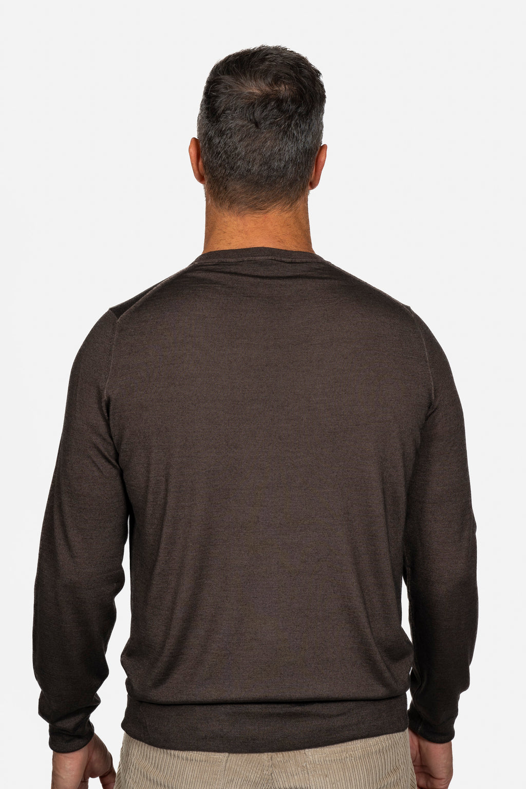 CANALI | Exclusive Wool-Silk Crew Neck Knit | Chocolate
