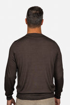 CANALI | Exclusive Wool-Silk Crew Neck Knit | Chocolate