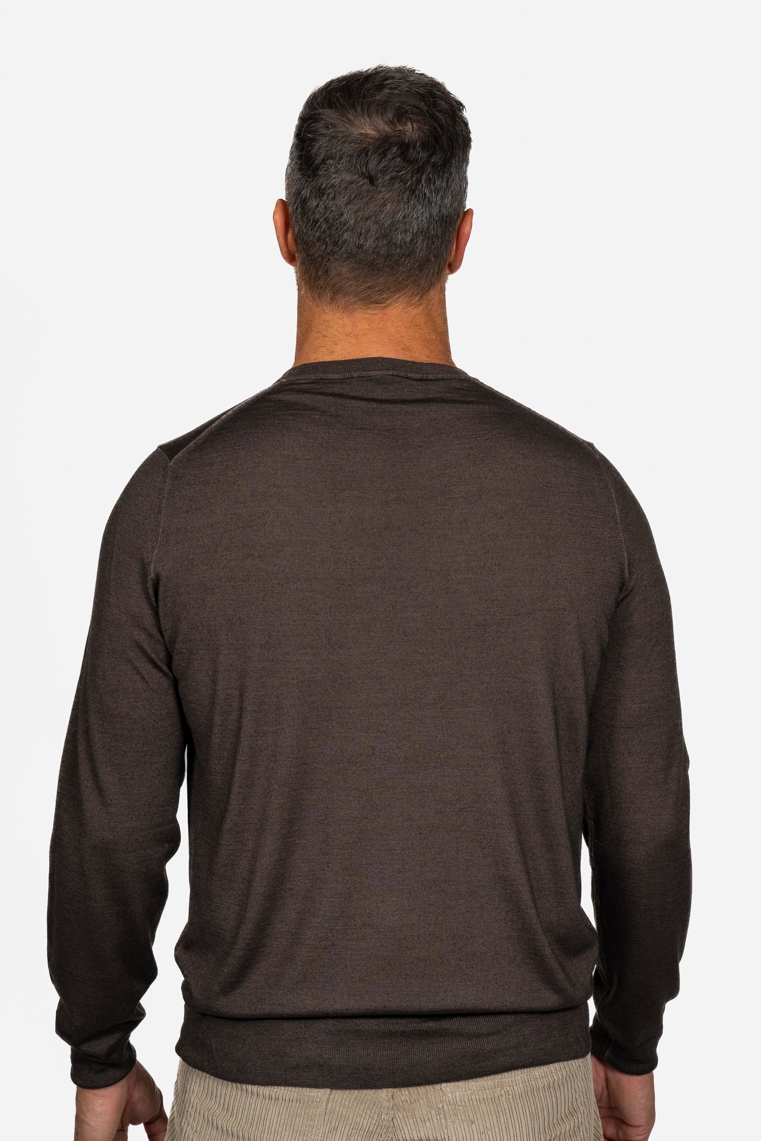 CANALI | Exclusive Wool-Silk Crew Neck Knit | Chocolate