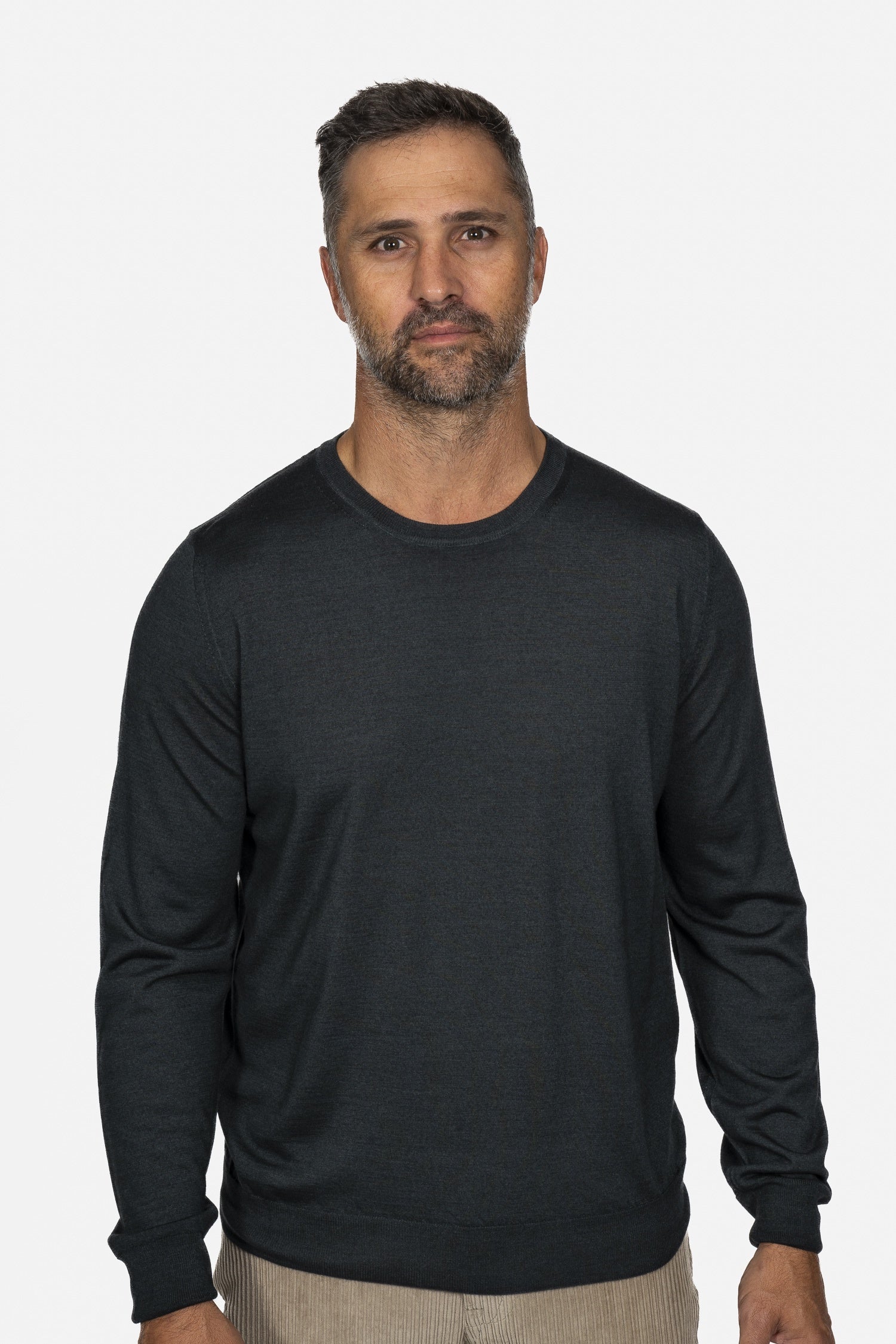 CANALI | Exclusive Wool-Silk Crew Neck Knit | Dark Green
