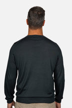 CANALI | Exclusive Wool-Silk Crew Neck Knit | Dark Green