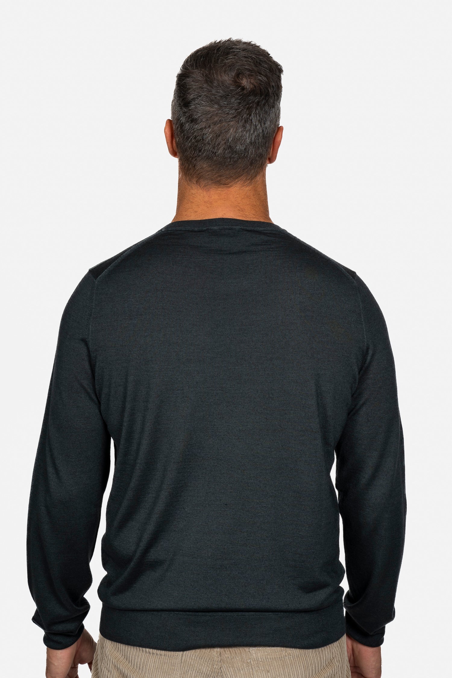 CANALI | Exclusive Wool-Silk Crew Neck Knit | Dark Green