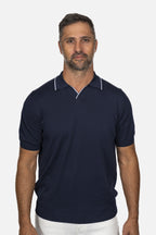 CANALI | V-Neck Knit Polo | Navy