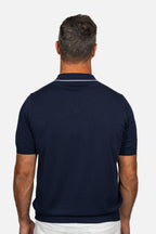 CANALI | V-Neck Knit Polo | Navy