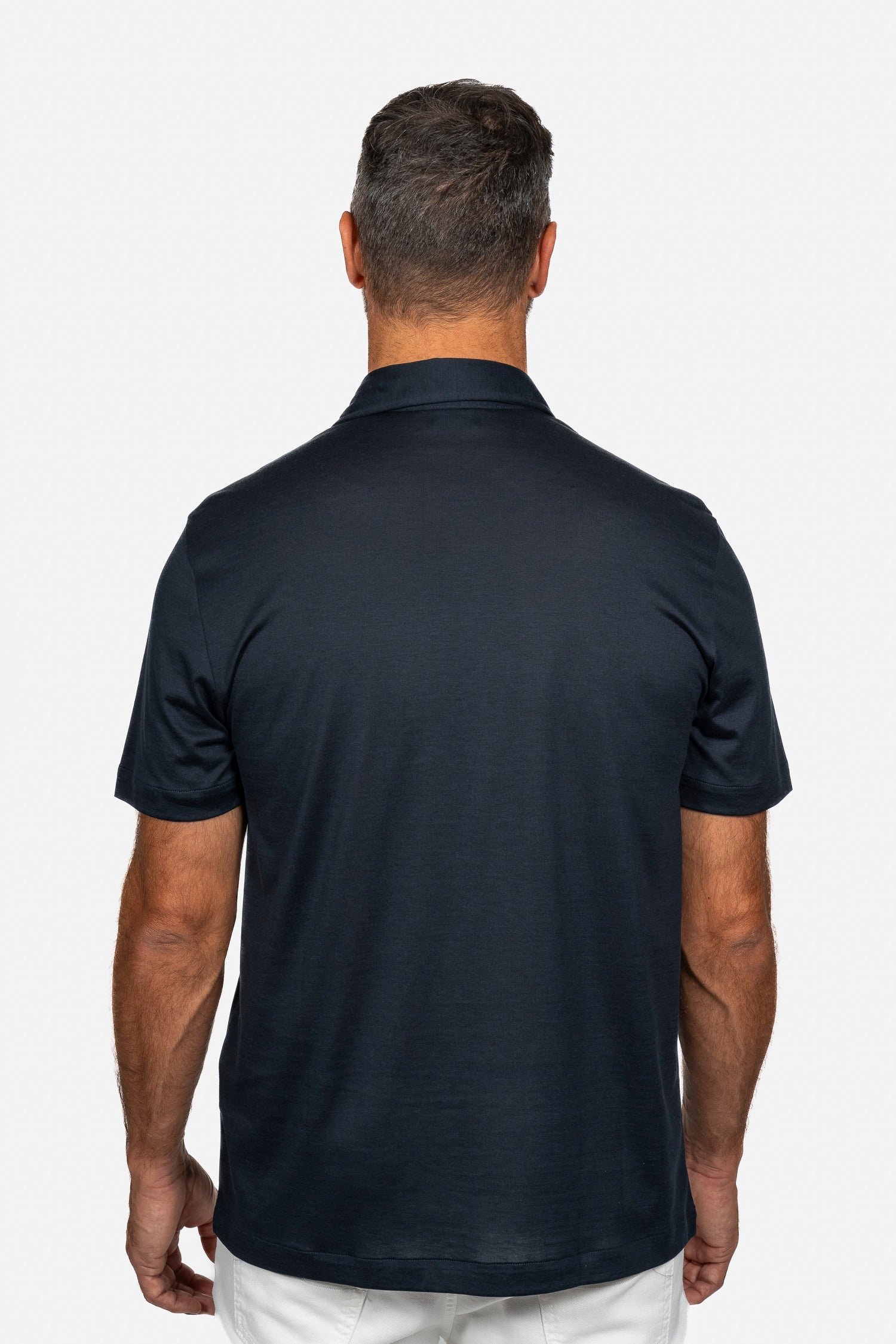 BRIONI | Silk & Cotton Polo | Navy