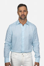 ETRO | Regular Fit Linen Shirt | Aqua