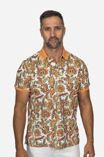ETRO Neon Orange Floral Polo