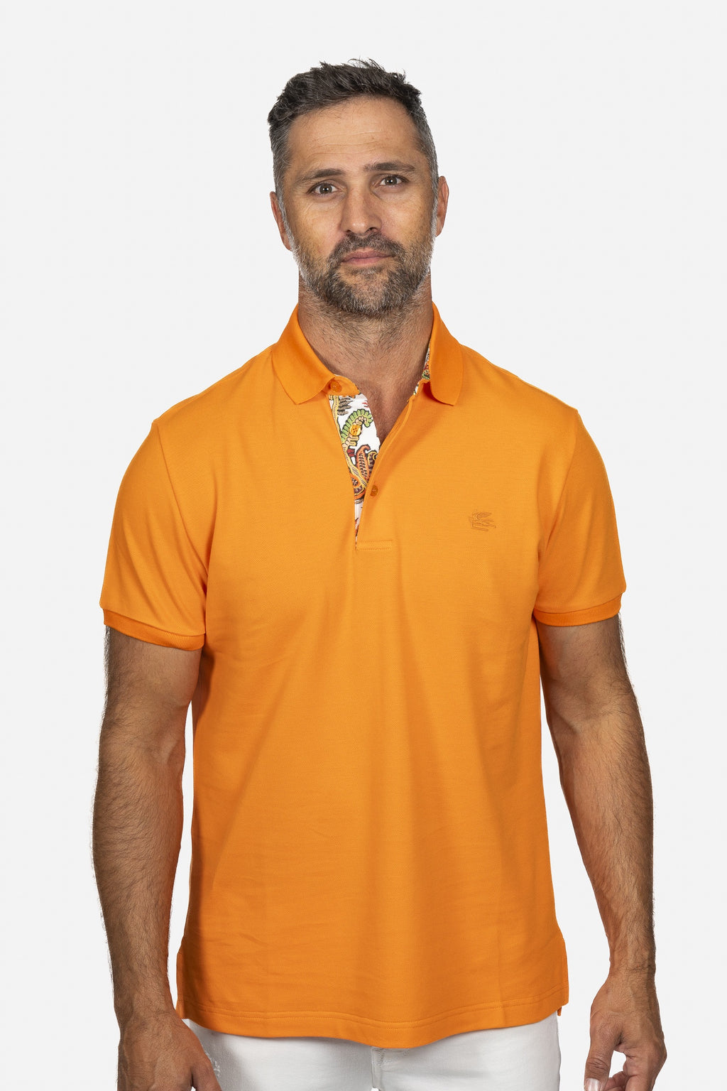 ETRO | Polo With Contrast | Neon Orange