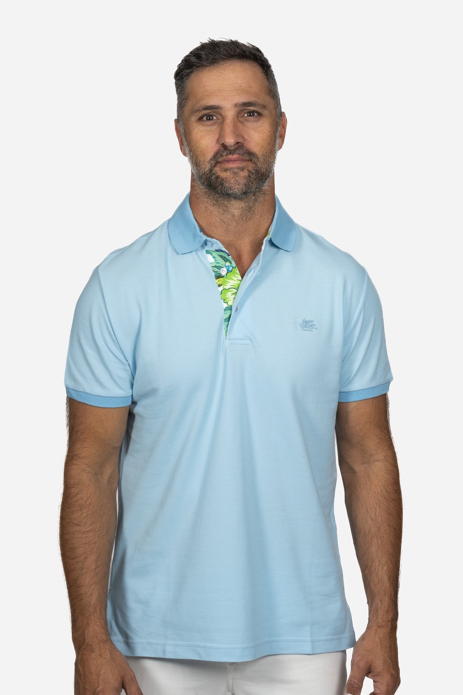 ETRO | Polo With Contrast | Neon Sky