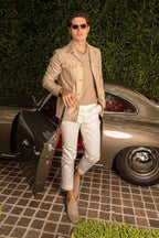 CANALI | 1 Pleat Cotton Trousers | White