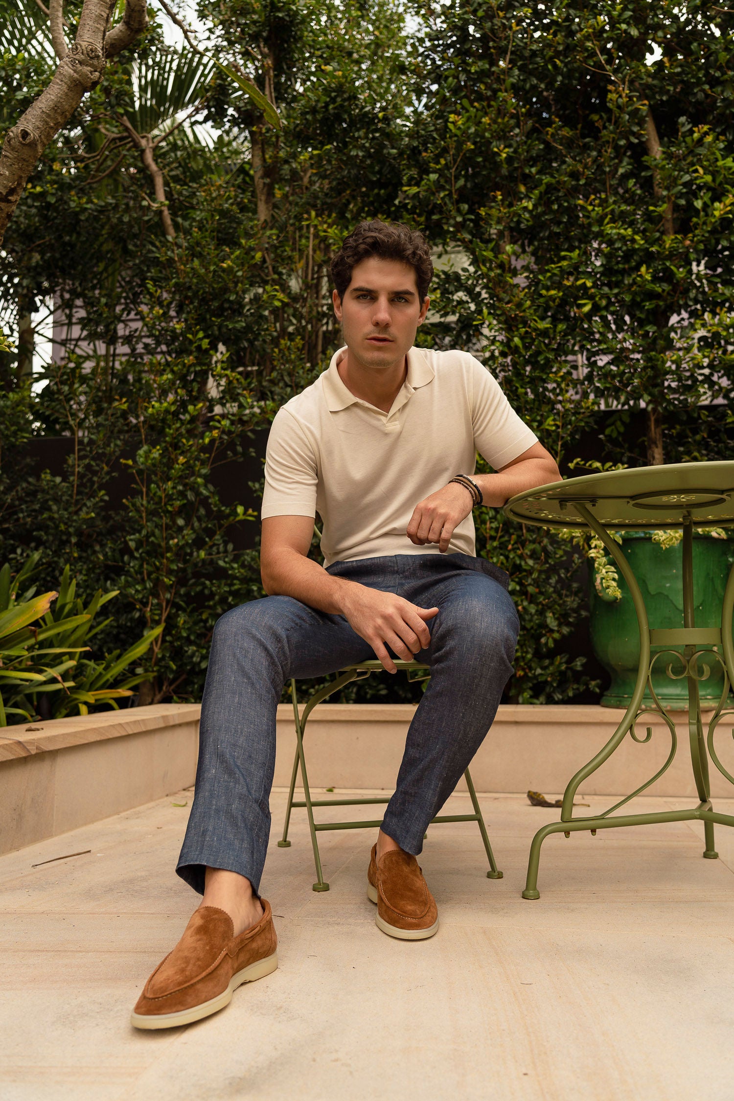 ALTEA | Linen & Cotton Polo | Cream