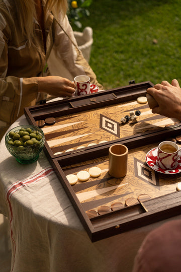 MANOPOULOS Brown Backgammon Set