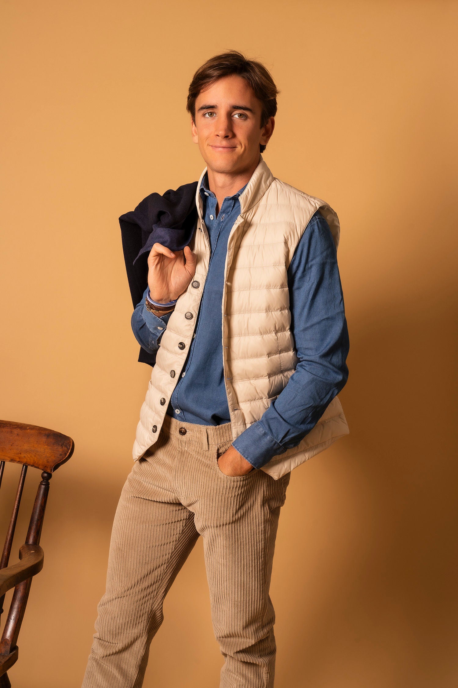 CANALI | Chambray Slim-Collar Shirt | Mid-Blue