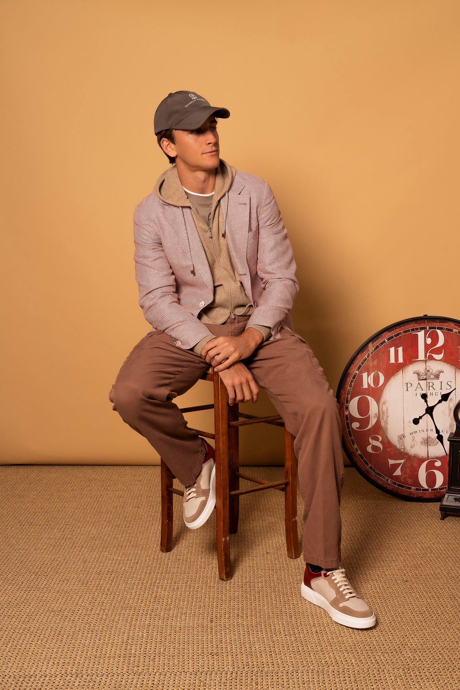 BRUNELLO CUCINELLI | Wool Linen And Silk Jacket | Red & Cream
