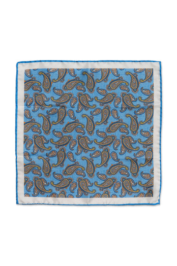MITCHELL OGILVIE Blue Paisley Pocket Square