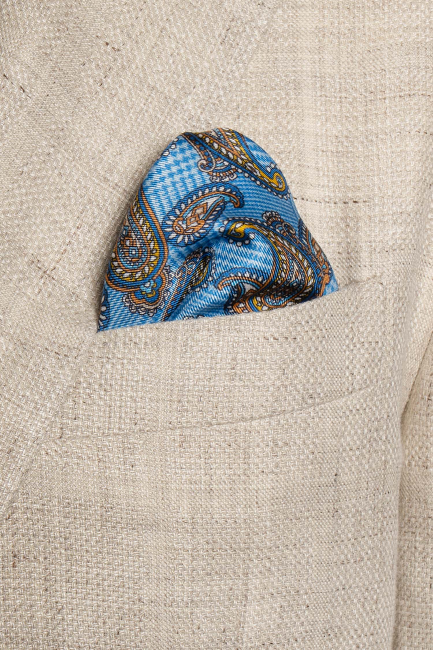 MITCHELL OGILVIE | Paisley Pocket Square | Blue