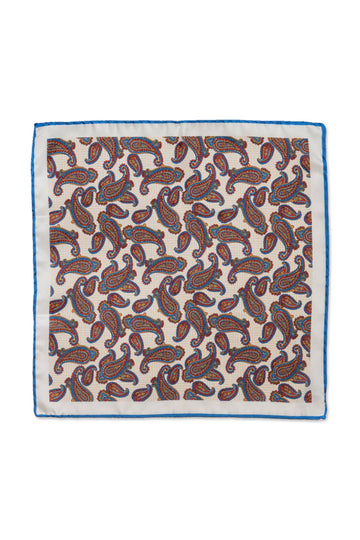 MITCHELL OGILVIE Beige Paisley Pocket Square