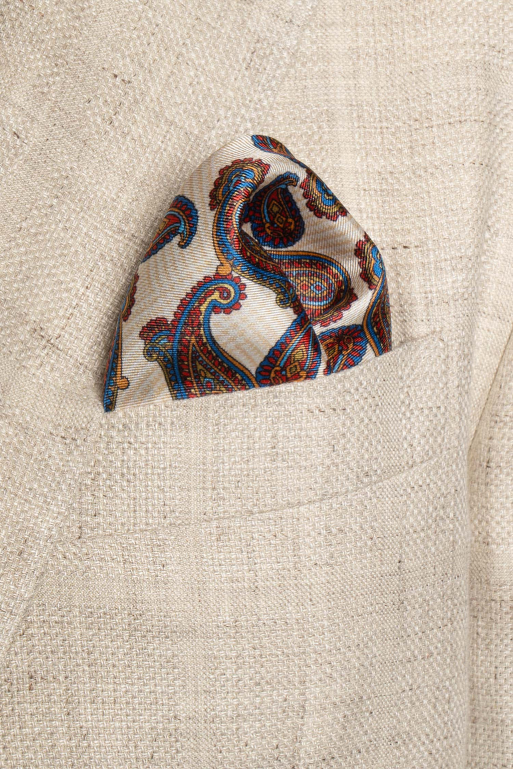 MITCHELL OGILVIE | Paisley Pocket Square | Beige