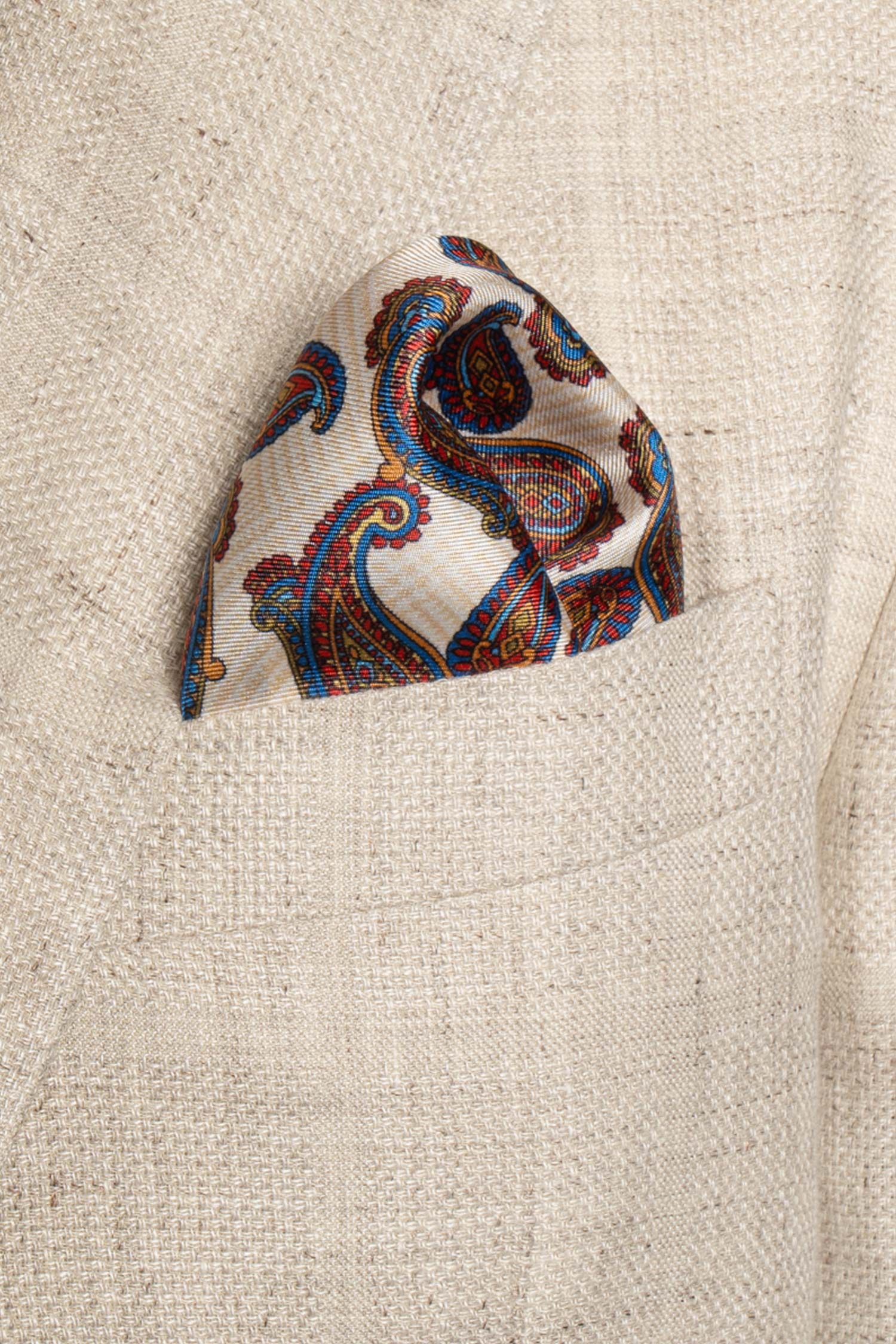 MITCHELL OGILVIE | Paisley Pocket Square | Beige