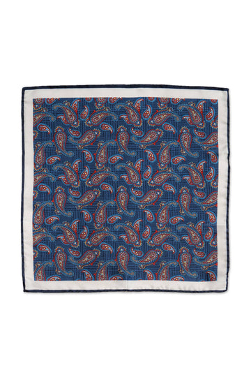 MITCHELL OGILVIE Navy Paisley Pocket Square
