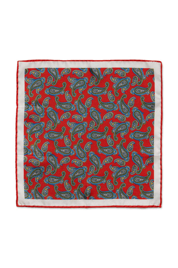 MITCHELL OGILVIE Red Paisley Pocket Square