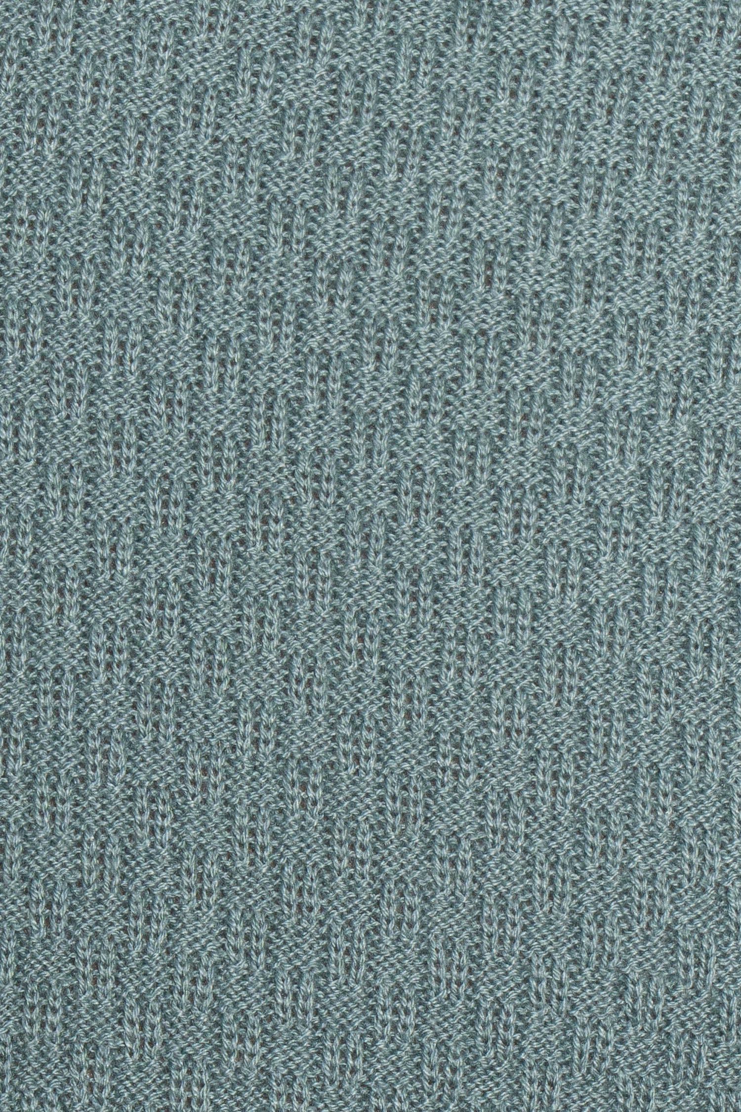 CANALI | Crew Neck Patterned Front Knit | Teal