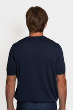 CANALI | Knitted Crew Neck Cotton T-shirt | Navy