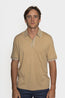 CANALI | 3-Button Knitted Polo Detail On Collar | Camel