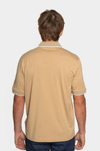 CANALI | 3-Button Knitted Polo Detail On Collar | Camel