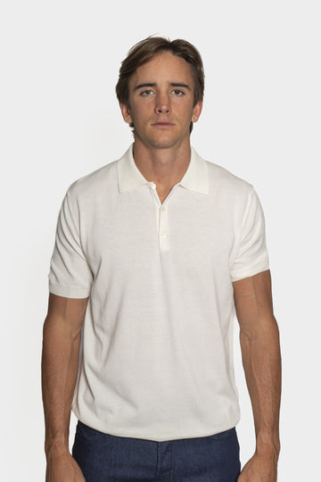 CANALI White 3-Button Neck Polo