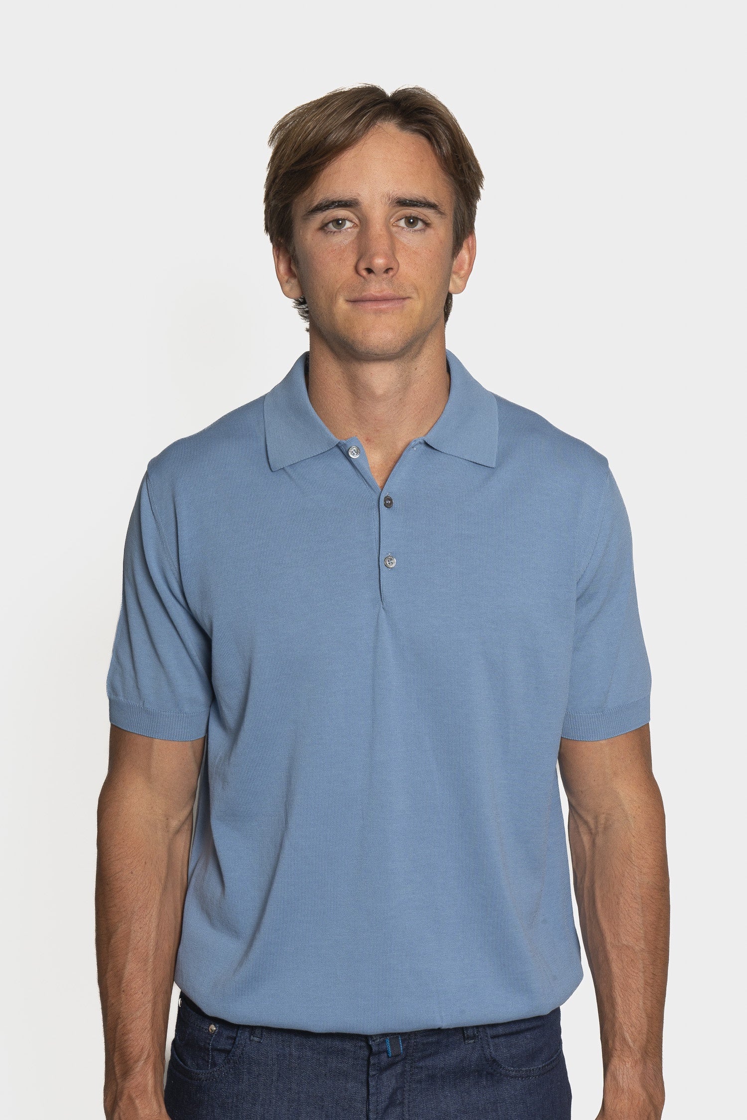 CANALI | 3-Button Neck Polo | Blue