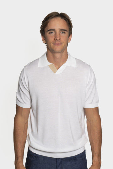 CANALI White Suede Trim Polo