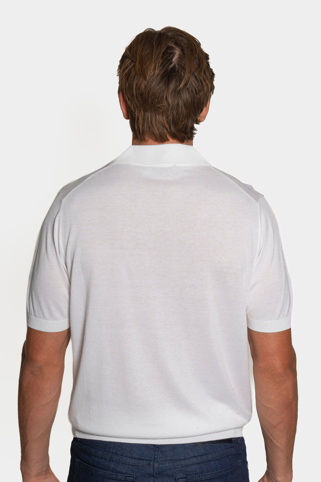 CANALI | Suede Trim Polo | White