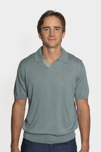CANALI | Suede Trim Polo | Teal