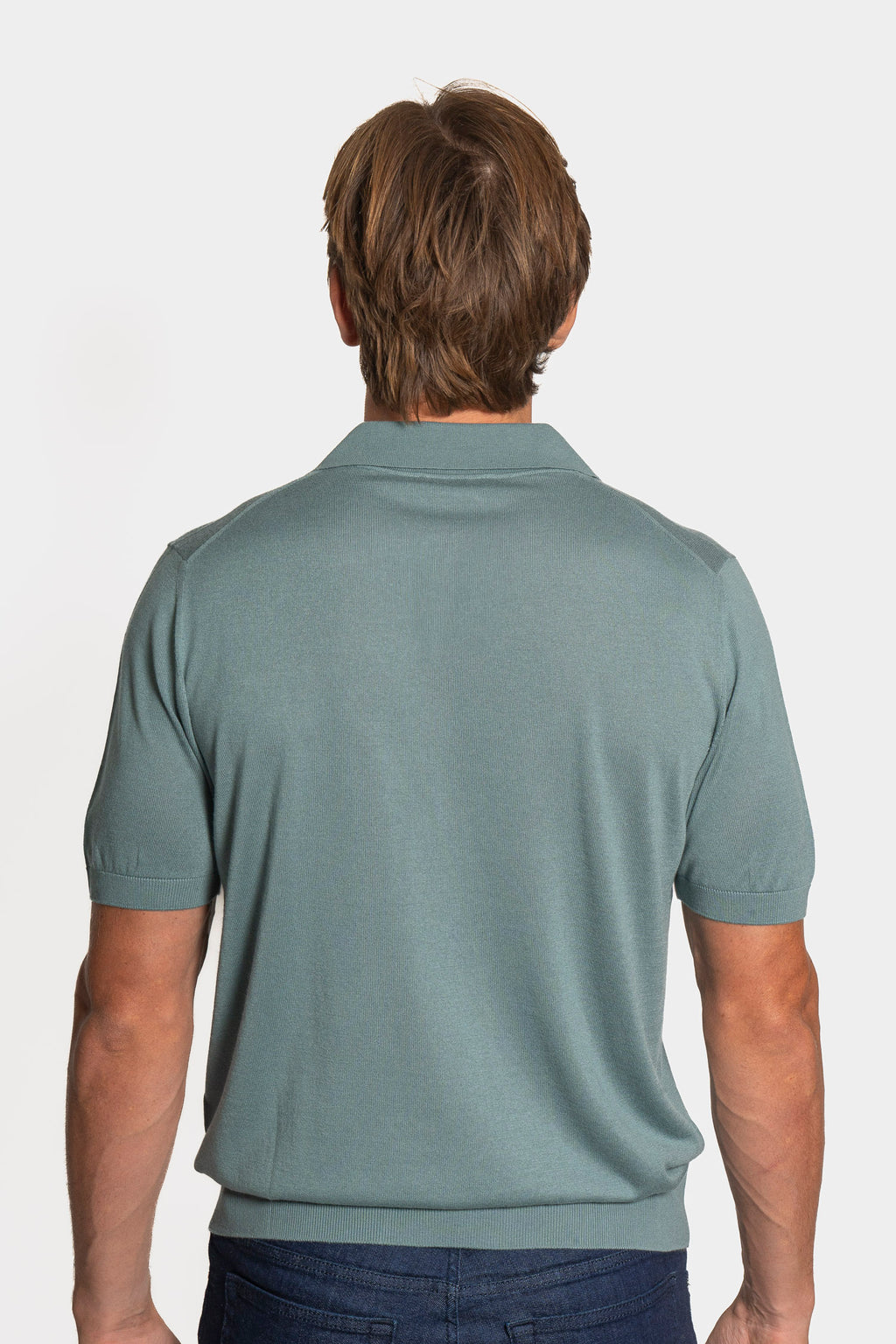 CANALI | Suede Trim Polo | Teal