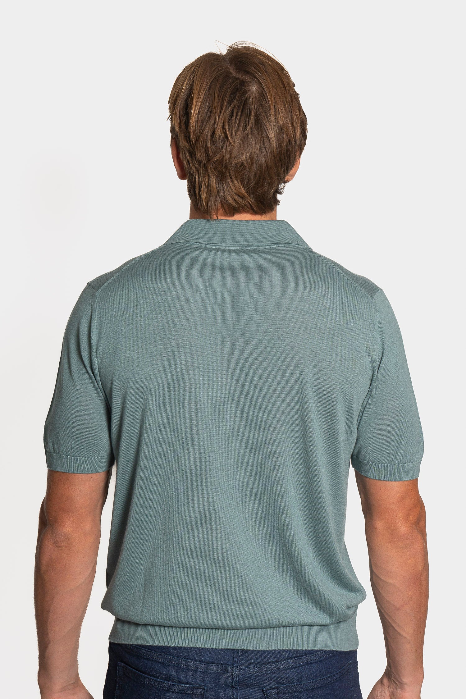 CANALI | Suede Trim Polo | Teal