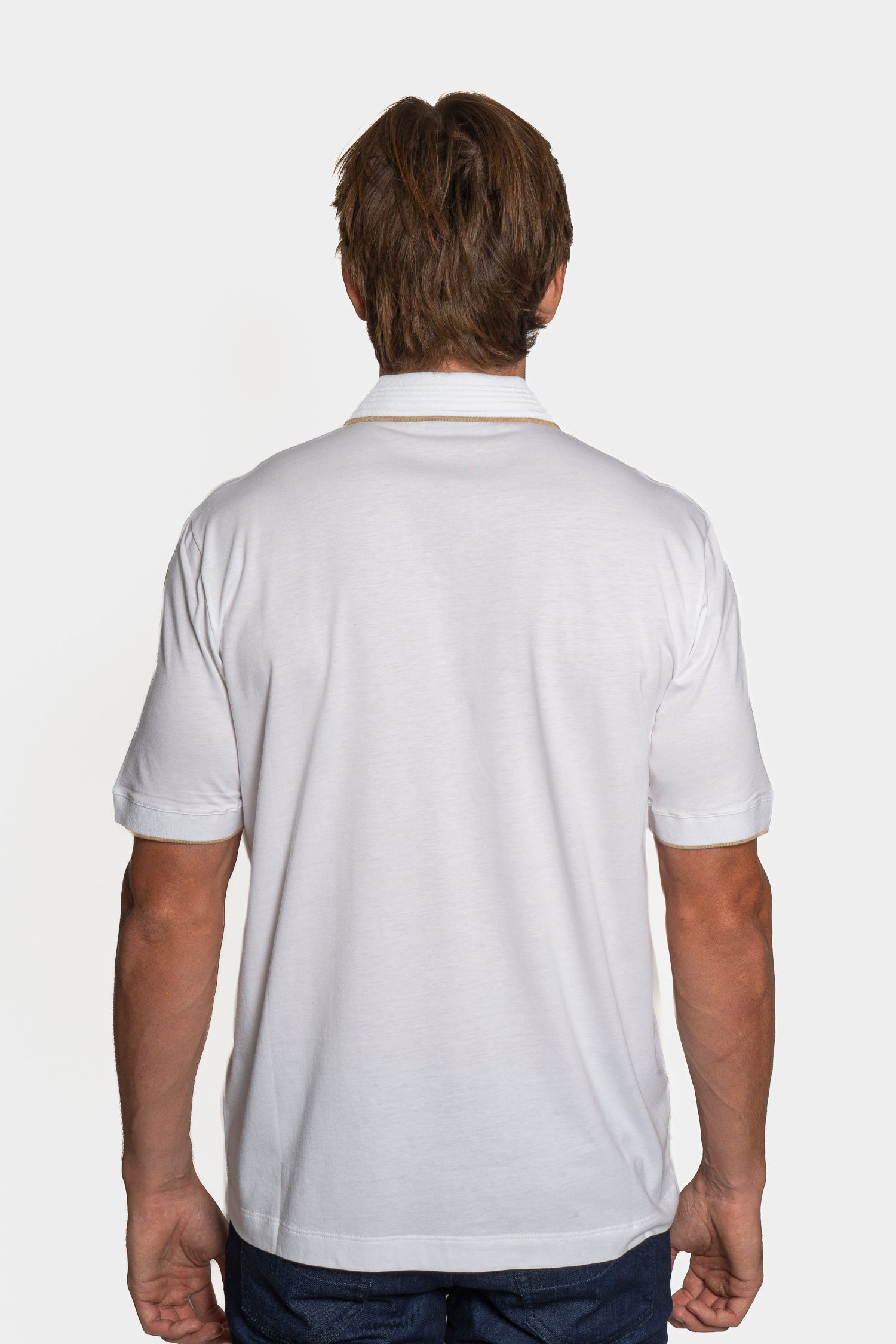 CANALI | 3-Button Knitted Polo Detail On Collar | White